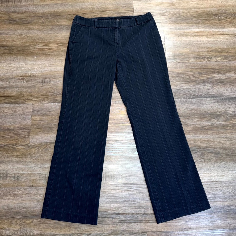New York & Company Dress Pants Womens 6 Petite Gray Pinstripes Business Career